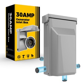 HUBRV 30 Amp Generator Inlet Box No Drilling NEMA 3R Weatherproof Outdoor Receptacle for 4 Prong Generator Cord (NEMA L14-30P), 125/250V,7500W 30Amp, ETL Listed, Transfer Switch Inlet for House