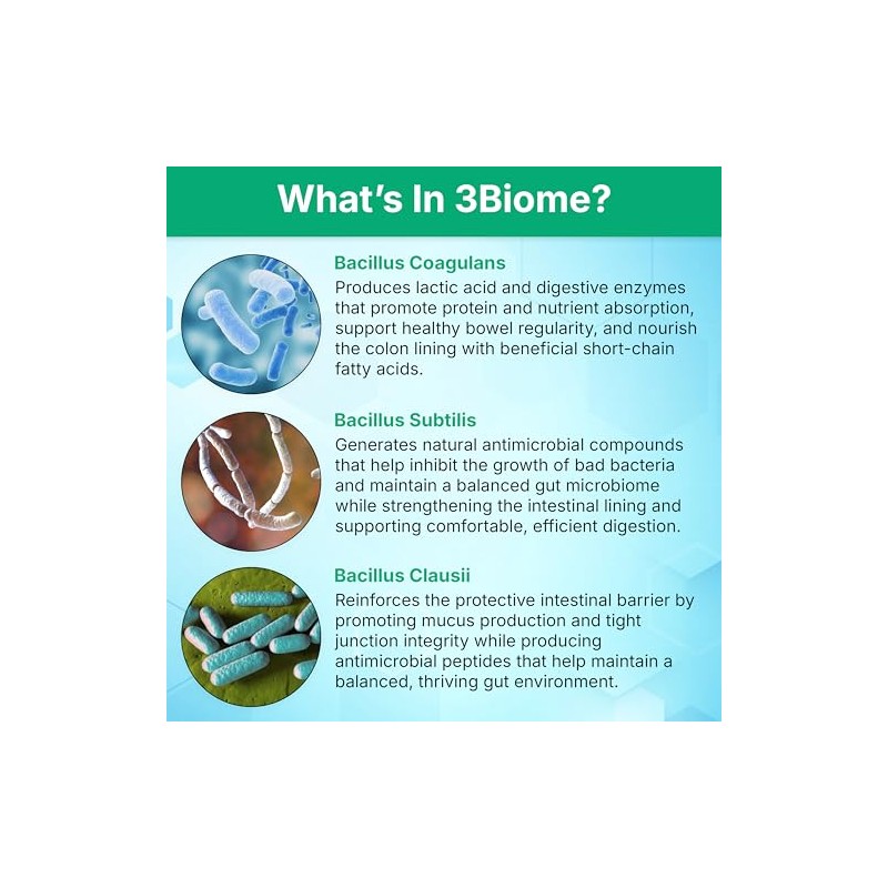 3Biome - Natural Probiotic Supplement - Non-GMO, Vegan, Gluten-Free