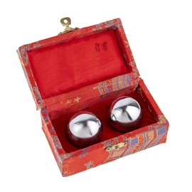 lachineuse Qi Gong Metal Set - Chinese Anti-Stress Balls Diameter 35 mm - Steel Health Balls - Gift Box for Zen Relaxation - Asian Object - Colour Grey