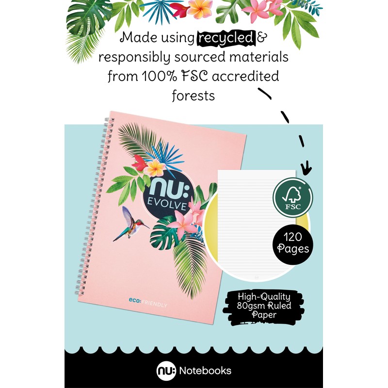 nu: Notebooks | Evolve Tropical Range | Recycled A4 Notebook