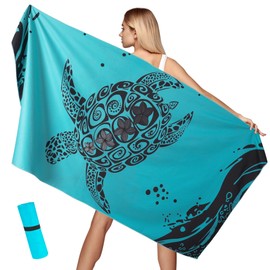 Aonext Large Beach Towel, Microfibre Towel, 100 x 200 cm, Beach Towels, Sandproof, Compact and Quick-Drying Sauna Towel, XXL, Travel Towel for Beach, Gym, Travel, Beach, Sauna