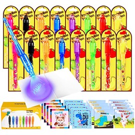 Invisible Ink Pen and Notebook, TAFULOR 16Pack Animal Spy Pen Party Favors, Invisible Disappearing Ink Pen with Light for Fun Activity Entertainment Secret Message and Classroom Exchange