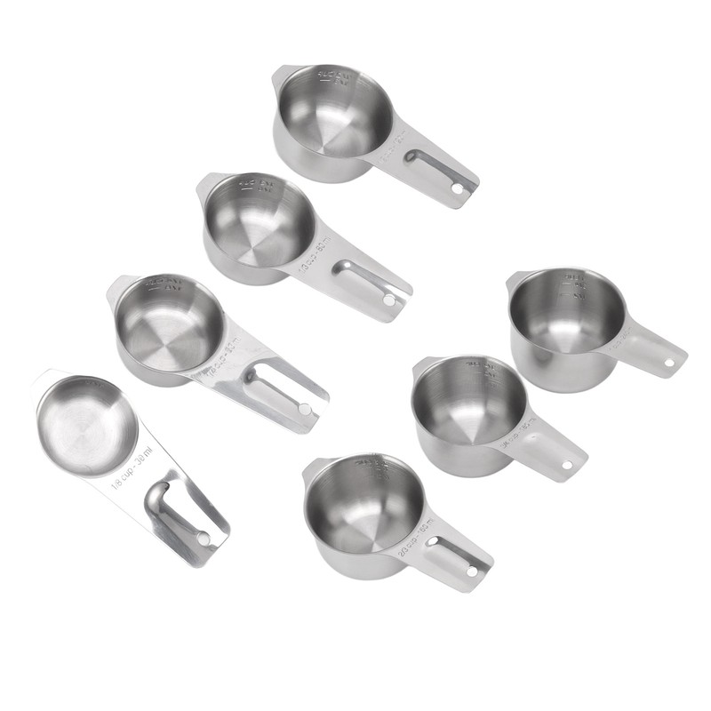 7Pcs Measuring Cups Set Stainless Steel Stackable Multifunctional Metal Nesting