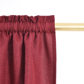 Valance Curtains Living Room Linen Textured Bedroom Window 18 inches Long Burgundy Red Kitchen Short Small Mini Window Curtain Toppers Valance 1 Panel Rod Pocket 18"