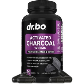 Activated Charcoal Capsules Cleanse Detox - 1200mg Organic Coconut Charcoal Pills for Stomach Gas and Bloating Relief for Men Women Kids - Active Capsules Powder Binder Activated Supplements for Gut