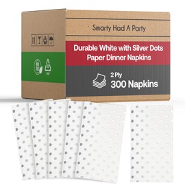 Bulk Napkins For Events - Soft Paper Napkins For Kitchen Set, Baby Shower, Bridal Shower - Cocktail Napkins Disposable (White Silver Dots, Dinner Napkins (300 Napkins))