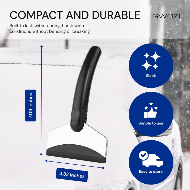 GWOZI Ice Scrapers for Car Windshield - Stainless Steel Scraper