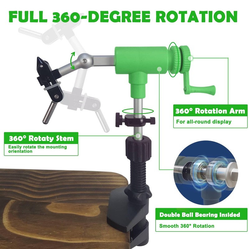 Riverruns N6201 II Generation Rotary Fly Tying Vise 360 Degree