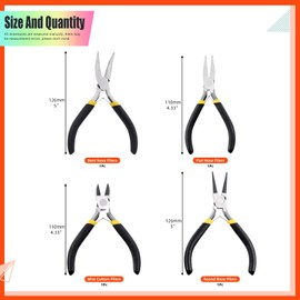 Tanstic 4Pcs Jewelry Pliers Set, Jewelry Making Pliers Tools Kit Includes Round Nose Pliers, Flat Nose Pliers, Bent Nose Pliers, Wire Cutter for Jewelry Making, Beading, Wire Wrapping
