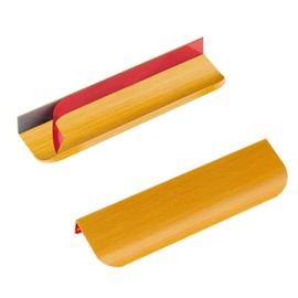 Cekikibi 5 Pack Adhesive Edge Finger Pulls for Cabinets，Kitchen Aluminium Alloy Concealed Drawer Pulls No Drilling Required Flat Stick On Cabinet Handles (Gold, 5.9" Overall Length)