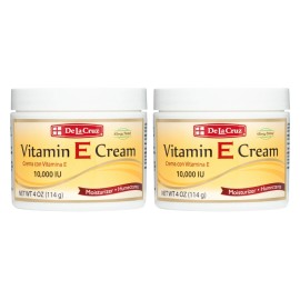 Crema de vitamina E De La Cruz® 10.000 UI 4 OZ - probada para alergias, hecha en EE. UU. (2 frascos)