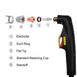CZlewan 45Pcs Electrode Shield Cap Flat Tip Stand Off Fit for Tecmo IPT-60 PT-60 IPT-40 PT40 Plasma Cutting Torch Consumables