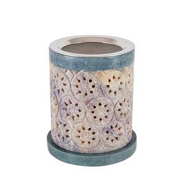 NKlaus Soapstone smoking vessel carved with strainer 9 x 11.5 cm incense tea light warmer 15718
