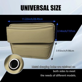 PACLVIO Car Seat Gap Filler Organizer, Car Seat Storage Box, Vehicle Adjustable Front Seat Gap Filler, Interior Accessories Car Seat Side Pocket Organizer Universal for Phones Glasses Keys (Beige)