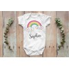 SpecialMe® Baby Bodysuit with Name Print Motif Rainbow Cloud Heart