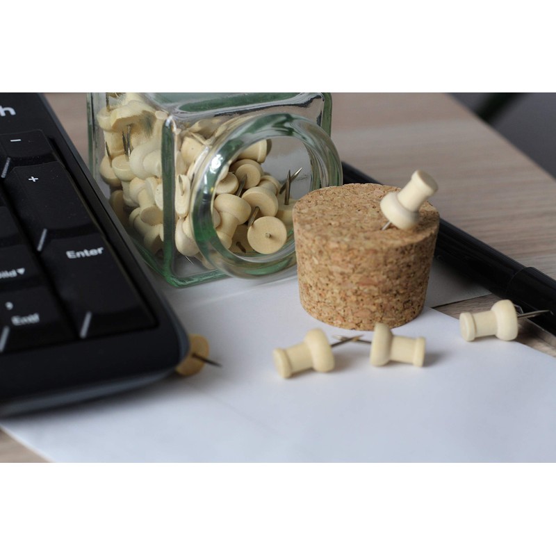 Real Wood Pin Needles in Elegant Cork Glass, Environmentally Friendly