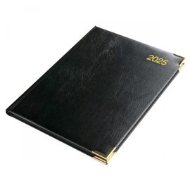 2025 A5 Diary - Week to View - Black - Leathertex - Statesman - 702