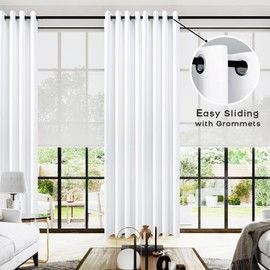 KOUFALL Room Darkening White Curtains 102 Inches Long for Living Room Grommet 80% Blackout Window Treaments Sun Heat Light Blocking Extra Long Curtains for Bedroom,52x102 Inch Length 2 Panels Set
