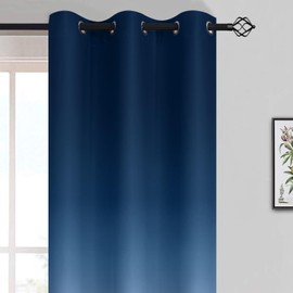 Yakamok Light Blocking Gradient Color Curtains Blue Ombre Blackout Curtains Room Darkening Thermal Insulated Grommet Window Drapes for Living Room/Bedroom (Blue, 2 Panels, 42x63 Inch)