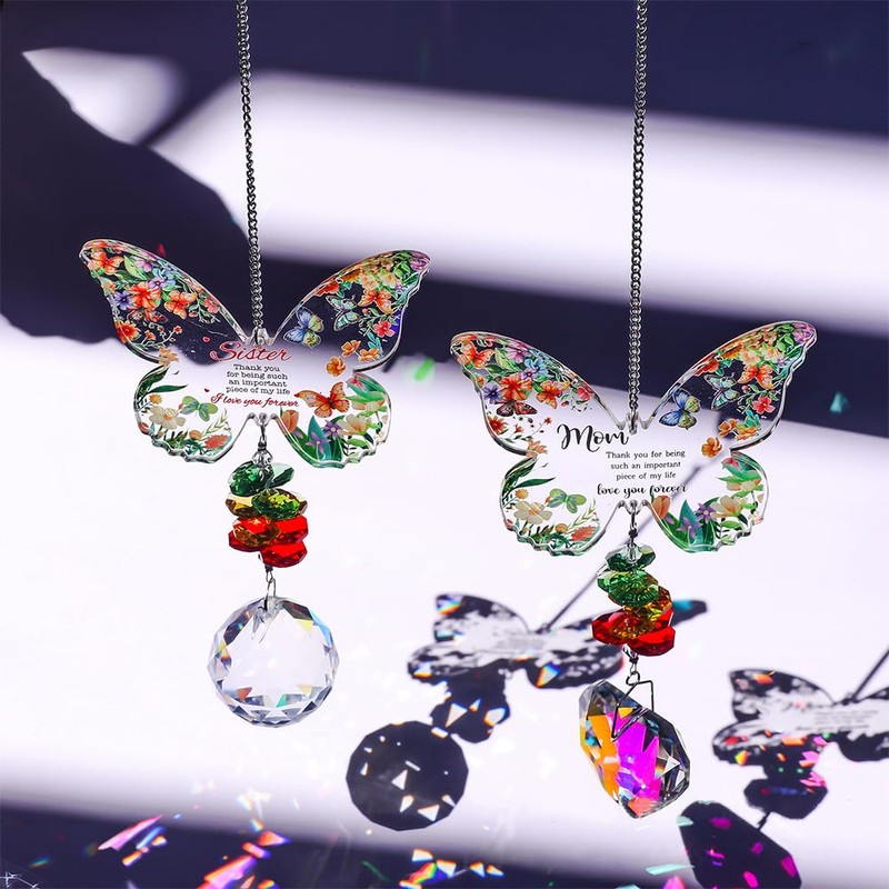 KBRPEY Wind Chime Butterfly Shape Love Heart Design Craft Glitter