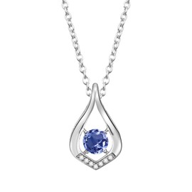 KIMIEVOL Women's Necklace, 12 Months, Birthstone, Drop Motif, Platinum Plated, Silver, 925 Jewelry, Accessory, Birthday, Christmas, Valentine's Day, Gift Wrapping Included, Sterling Silver, Tanzanite