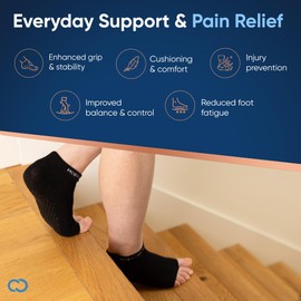 Copper Compression Silicone Padded Yoga Socks for Women – Non Slip Grippy Socks with Big Toe Holes for Pilates, Pure Barre, Dance, Ballet, Pregnancy, Hospital, Extra Grip, Safety & Comfort - S/M