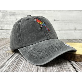 Shenbors Embroidered Baseball Hats, Parrot Bird (Washed Black), One Size