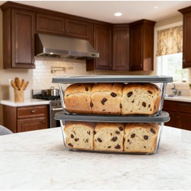 Vitrignis Loaf Pan With Lid - Meatloaf Pan With Airtight Lids - 1.9qt Glass Bread Loaf Pan - Loaf Pans For Baking Bread（Set Of 2）