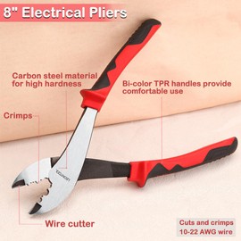 LEONTOOL Electrician Pliers, Crimping Pliers, Electrician, Precision Crimping Pliers, Electrician's Power Pliers, Strong Nipper, Electrician Tool, Multi-functional Nipper, Crimping Terminal Pliers,