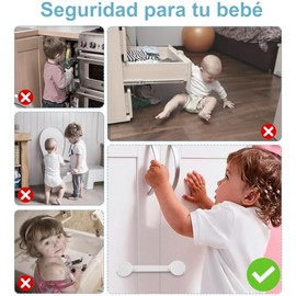 18PCS Seguros para Puertas y Cajones Bebé, Cerraduras de Seguridad para Niños, Seguros para Cajones Bebes, Cierre de Seguridad Multiusos para Armarios