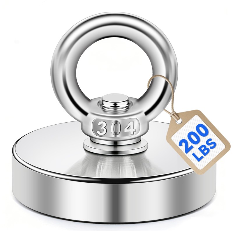 DIYMAG Strong Neodymium Fishing Magnets, 200 Lbs(91 KG) Pulling Force