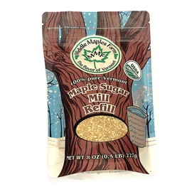 Vermont Pure Organic Coarse Maple Sugar Chunks, Product of USA, from Middle Maples Farm, 8oz resealable pouch, Use as Sprinkles, In Pancakes, Perfect for Toppings or Refilling the Maple Sugar Mill, Non-GMO, No Preservatives, Vegan