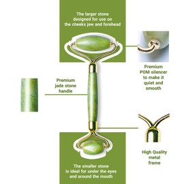 Original Jade Roller with Gua Sha Scraper Set, Premium Beauty Massage Kits, 100% Natural Jade Stone, Noiseless Massager Roller Body Eyes Neck Cosmetic Facial Skin Gift Sets Anti-Aging Anti-Wrinkle