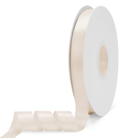 Ewaymado - Cinta de satén de doble cara de color blanco cremoso de 5/8 pulgadas x 50 yardas, cintas de tela perfectas para decoración de bodas y fiestas, envoltura de regalos, costura, manualidades