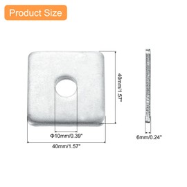sourcing map 5pcs M10x40x6mm Square Plate Bearing Washers Carbon Steel Plate Square Plate Washers Flat Pad Spacer Gasket for Hardware Fastener