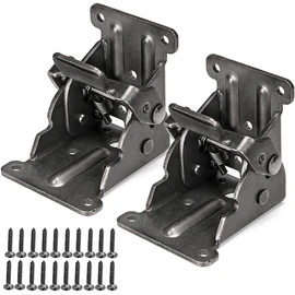Liyquint 2Pack Folding Table Leg Brackets ， Self Lock Foldable Hinge, Vertical Adjustable Furniture Adjustable Hinge Home Tool Support Bracket (Black)