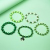 tenghong2021 Boho Green Clover Pendant Lucky Bracelet Set for Women
