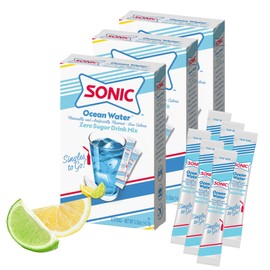 Sonic Singles to Go Powdered Drink Mix, Ocean Water, 6 Sticks per Box, 3 Boxes included (18 Sticks Total)
