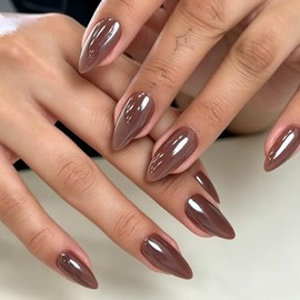 KQueenest- Diseño cromado: nuestras uñas acrílicas para mujer cuentan con un deslumbrante acabado cromado Aurora que resiste la decoloración. Con opci