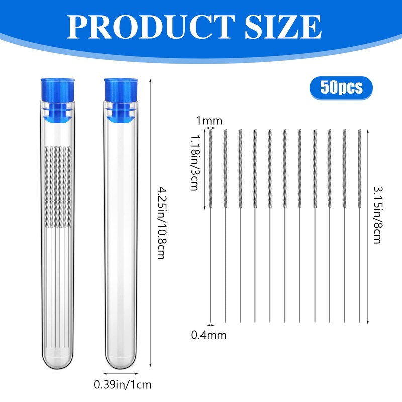 50 Pieces 3D Printer Nozzle Cleaning Kit,0.4 mm Stainless Steel