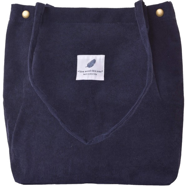 VOKUVIKU Women’s Large Ultralight Corduroy Shoulder Bag. - Blue -