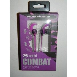 Ecko Unltd. NEW Ecko Unlimited Purple Combat Sport Stereo Earphones Earbuds Mic EKU-CBT-CPRP