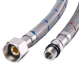 GGStudy 24-Inch Faucet Connector Braided Stainless Steel Supply Hose 3/8-Inch Female Compression Thread x M10 Male Connector One Pair
