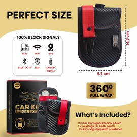 2 Pack Car Key Signal Blocker Pouch Faraday Pouch Bag for Keyless Keys Car Key Case for Cars Anti Theft Tripple RFID Protection Security for Car Key Fobs Carbon Fibre Texture Perfect Armour