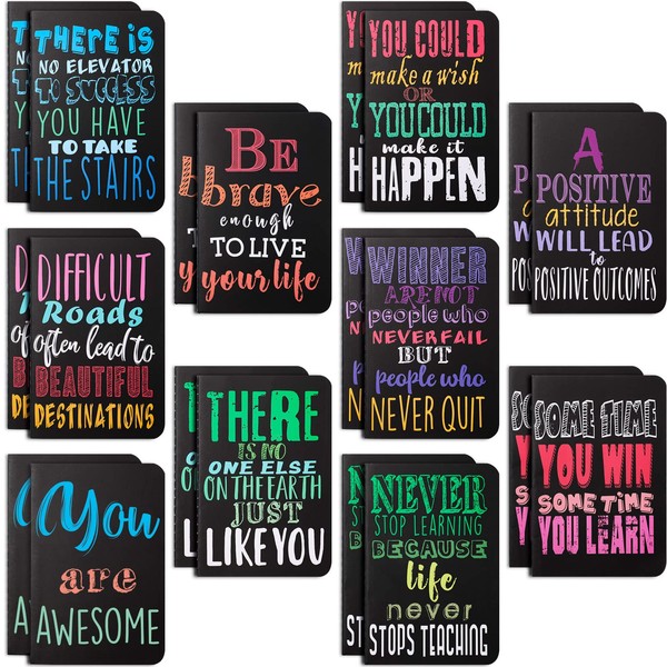 Inspirational gifts Notepads Mini Motivational Journal Notebook Bulk Small Pocket Notepads for School Office Home Travel Gift Supplies, 10 Styles(Bright Style,20 Pieces)