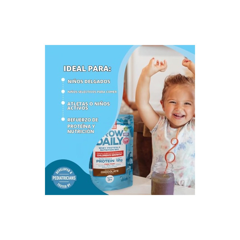 Healthy Height Mezcla de licuado de proteínas para niños. Bebida