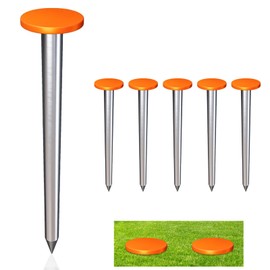 5 Pack Low Profile Survey Stakes Stainless Steel Heavy Duty Survey Markers Stakes Low Profile Survey Markers Property Line Markers Property Markers for Property Line Ground Septic Tank Markers (5)