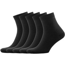 NUDUS Men’s Black Quarter Socks, 5-Pair Gift Box, Super Breathable, Soft, Thin