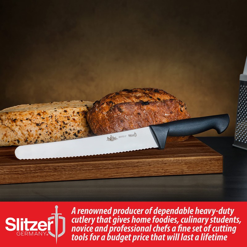 Slitzer Germany 10" Bread Knife, Black Handle