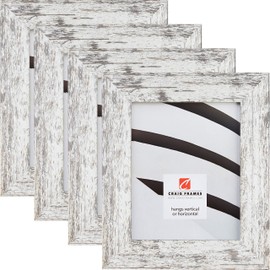 Craig Frames American Barn, 10 x 13 Inch Faux Barnwood Picture Frame, White, Set of 4
